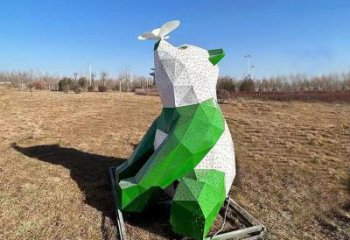 熊貓雕塑精選，露天雕塑，歐式切面熊貓雕塑訂做