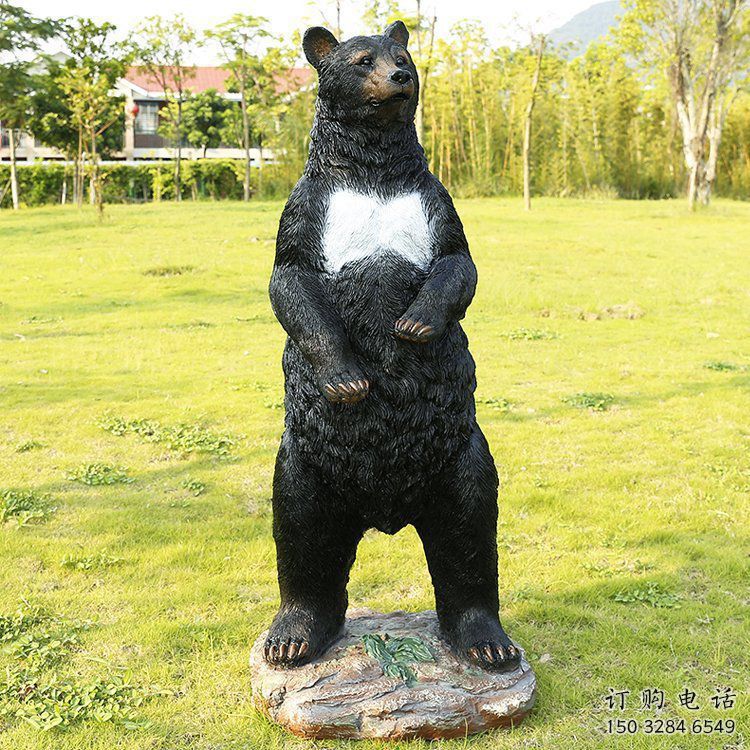 宜昌街道黑熊雕塑，仿真動物雕塑，古銅效果