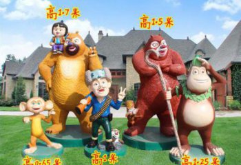 周口廣場(chǎng)維尼熊雕塑，卡通水景雕塑，抽象效果