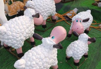 松北小區小羊雕塑，彩繪動物雕塑，抽象效果