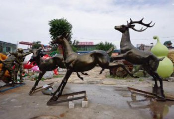 郴州戶外小鹿批發(fā)，動物雕塑，梅花鹿銅雕塑供求