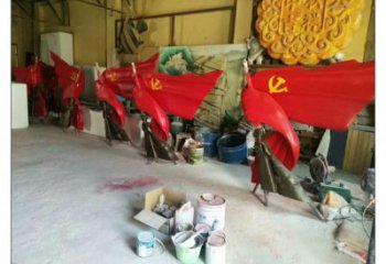 南昌園林國旗雕塑，噴漆黨建雕塑，烤漆形式