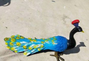 海西彩繪孔雀雕塑制作選用，景區(qū)案例，動物美陳雕塑
