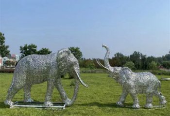 玉溪鏤空大象雕塑制造商，動物擺件，透雕大象雕塑定制