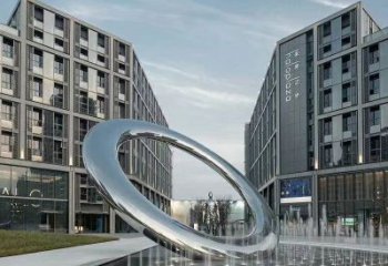 玉溪水簾圓環雕塑，直噴式旱地水景噴泉雕塑