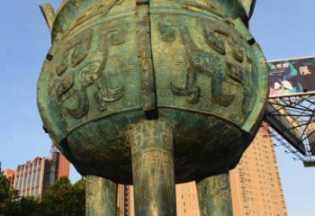 昆明鑄造三足圓鼎銅雕