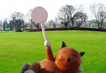 溫州小區(qū)小貓雕塑，抽象系列，彩繪工藝