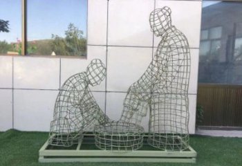 大渡口鏤空洗腳雕塑制作，園林裝飾，鐵藝孝道人物雕塑